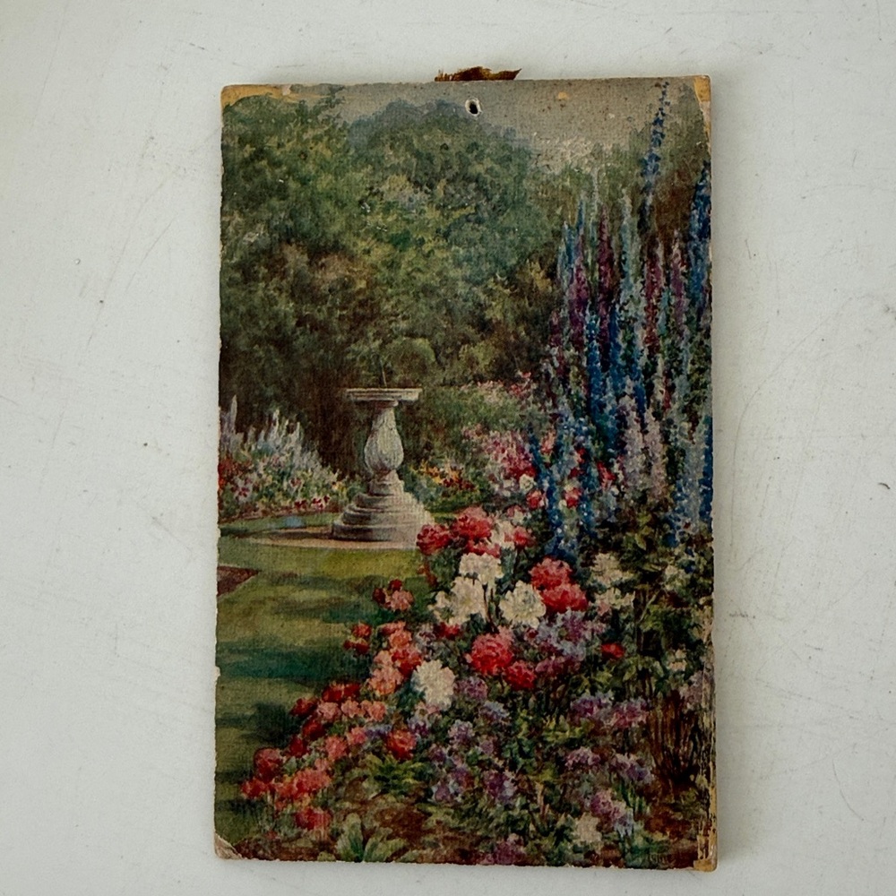 Vintage Garden Fountain Mini Artwork and Mini Easel. Made in England - Picture 2 of 16
